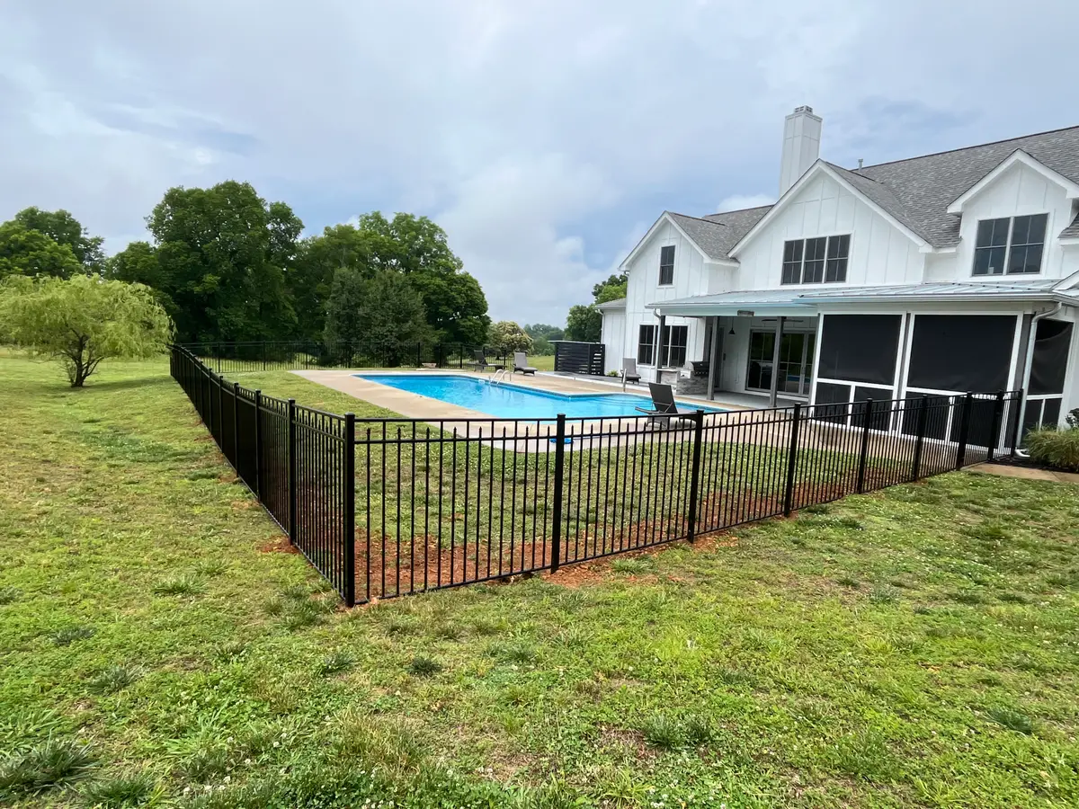 Large pool fence perimeter installation, installed by Duck Duck Fence