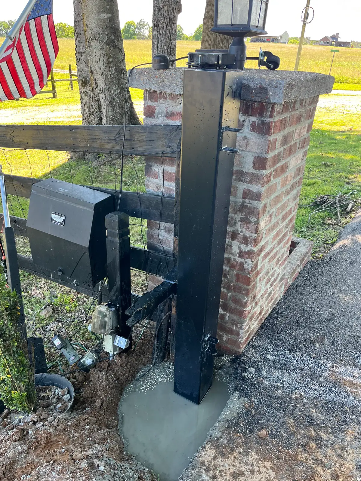 Metal gate with mailbox installed, installed by Duck Duck Fence
